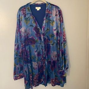 Anthropologie Maeve velvet button down tunic